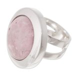 Rhodonite cocktail ring, 'Soft Energy' - Circular Natural Rhodonite Cocktail Ring Crafted in Peru