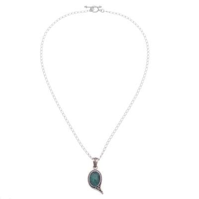 Opal pendant necklace, 'Mystery of the Oval' - Oval Opal Pendant Necklace Crafted in Peru
