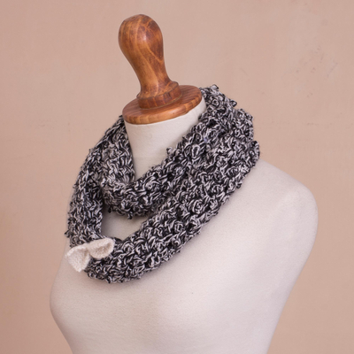 Alpaca blend neck warmer, 'Chic Winter' - Hand-Knit Alpaca Blend Neck Warmer in Black and White