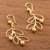 Gold plated sterling silver dangle earrings, 'Airy Leaves' - Leafy 18k Gold Plated Sterling Silver Dangle Earrings (image 2b) thumbail