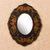 Reverse-painted glass wall mirror, 'Black Colonial Wreath' - Black Floral Reverse-Painted Glass Wall Mirror from Peru (image 2) thumbail