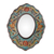 Reverse-painted glass mirror, 'Antique Reflections' - Turquoise Floral Reverse-Painted Glass Wall Mirror from Peru thumbail