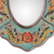 Reverse-painted glass wall mirror, 'Turquoise Colonial Wreath' - Turquoise Floral Reverse-Painted Glass Wall Mirror from Peru (image 2b) thumbail