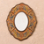 Reverse-painted glass wall mirror, 'Caramel Colonial Wreath' - Brown Floral Reverse-Painted Glass Wall Mirror from Peru thumbail