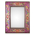 Reverse-painted glass wall mirror, 'Floral Medallions in Purple' - Floral Reverse-Painted Glass Wall Mirror in Purple from Peru (image 2a) thumbail