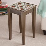 Reverse-painted glass accent table, 'Red Flowers' - Red Floral Reverse-Painted Glass Accent Table from Peru