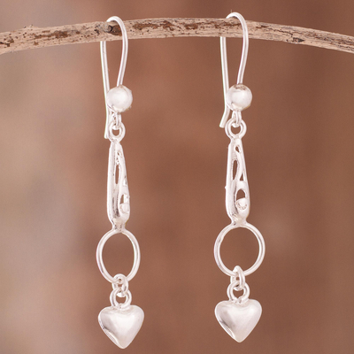 Sterling silver dangle earrings, Rain of Hearts