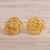 Gold plated sterling silver button earrings, 'Rope Roses' - Rope Pattern 18k Gold Plated Sterling Silver Button Earrings