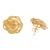 Gold plated sterling silver button earrings, 'Rope Roses' - Rope Pattern 18k Gold Plated Sterling Silver Button Earrings