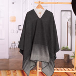 Men's alpaca blend poncho, 'Stone Adventure' - Men's Alpaca Blend Poncho in Stone and Graphite from Peru