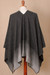 Men's alpaca blend poncho, 'Stone Adventure' - Men's Alpaca Blend Poncho in Stone and Graphite from Peru