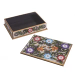 Reverse-painted glass decorative box, 'Margarita Garden in White' - Colorful Reverse-Painted Glass Decorative Box from Peru