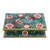 Reverse-painted glass decorative box, 'Verdant Margarita Garden' - Pink and Green Floral Reverse-Painted Glass Decorative Box (image 2b) thumbail