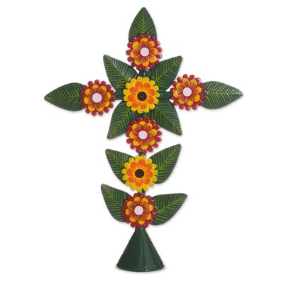 Floral Recycled Metal Decorative Figurine from Peru
