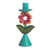 Recycled metal candleholder, 'Delightful Flower in Aqua' - Floral Recycled Metal Candle Holder in Aqua from Peru