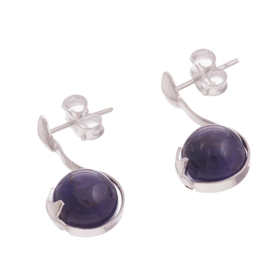 Amethyst drop earrings, 'Starry Galaxy' - Star Motif Purple Amethyst Drop Earrings from Peru