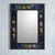 Reverse-painted glass wall mirror, 'Sweet Floral Ocean' - Blue Floral Reverse-Painted Glass Wall Mirror from Peru thumbail
