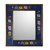 Reverse-painted glass wall mirror, 'Sweet Floral Ocean' - Blue Floral Reverse-Painted Glass Wall Mirror from Peru thumbail