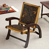 Stuhl aus Leder und Holz, „Colonial Royalty“ – handgefertigter Stuhl aus Leder und Mohena-Holz aus Peru