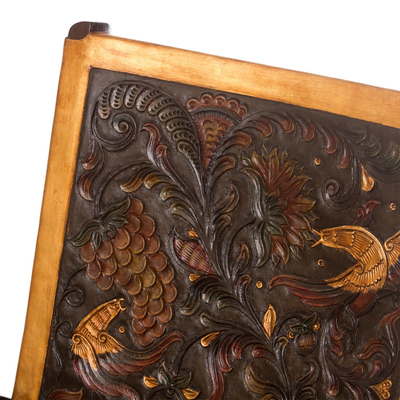 Silla de cuero y madera - Silla de cuero labrado a mano y madera de Mohena de Perú