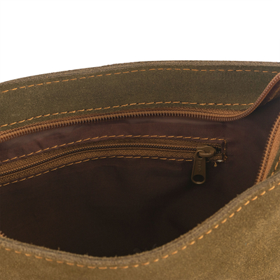 Suede sling, 'Ripple Effect in Olive' - Handcrafted Suede Sling in Olive from Peru