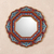 Reverse-painted glass wall mirror, 'Afternoon Star' - Blue and Red Reverse-Painted Glass Wall Mirror from Peru thumbail