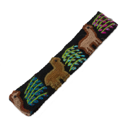 Diadema de lana - Diadema de lana con patrón de llama bordada de Perú