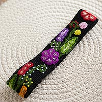 Wool headband, 'Distinct Bouquet' - Colorful Floral Embroidered Wool Headband from Peru