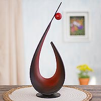 Steel and cotton sculpture, Abstract Femininity in Red