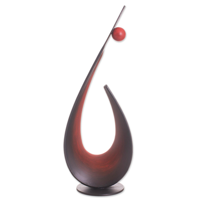 Steel and cotton sculpture, 'Abstract Femininity in Red' - Abstract Steel Sculpture in Red from Peru