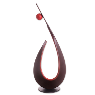 Steel and cotton sculpture, 'Abstract Femininity in Red' - Abstract Steel Sculpture in Red from Peru