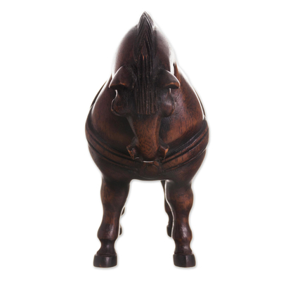 Cedar wood sculpture, 'Mini Horse' - Hand-Carved Cedar Wood Horse Sculpture from Peru