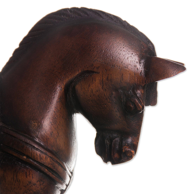 escultura de madera de cedro - Escultura de caballo de madera de cedro tallada a mano de Perú