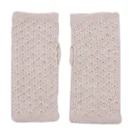 100% baby alpaca fingerless mitts, 'Gossamer Champagne' - Patterned 100% Baby Alpaca Fingerless Mitts in Ivory