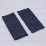 100% baby alpaca fingerless mitts, 'Passionate Pattern in Indigo' - Patterned 100% Baby Alpaca Fingerless Mitts from Peru