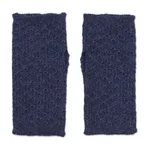 100% baby alpaca fingerless mitts, 'Passionate Pattern in Indigo' - Patterned 100% Baby Alpaca Fingerless Mitts from Peru