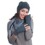 100% baby alpaca fingerless mitts, 'Gossamer Teal' - Patterned 100% Baby Alpaca Fingerless Mitts in Teal