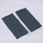 100% baby alpaca fingerless mitts, 'Gossamer Teal' - Patterned 100% Baby Alpaca Fingerless Mitts in Teal