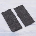 100% baby alpaca fingerless mitts, 'Passionate Pattern in Graphite' - Patterned 100% Baby Alpaca Fingerless Mitts in Graphite