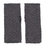100% baby alpaca fingerless mitts, 'Passionate Pattern in Graphite' - Patterned 100% Baby Alpaca Fingerless Mitts in Graphite