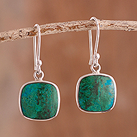 Chrysocolla dangle earrings, 'Window'
