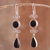 Obsidian dangle earrings, 'Vintage Drops' - Swirl Pattern Obsidian Dangle Earrings from Peru (image 2) thumbail