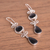 Obsidian dangle earrings, 'Vintage Drops' - Swirl Pattern Obsidian Dangle Earrings from Peru (image 2b) thumbail