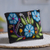 Wool clutch, 'Floral Nature' - Blue Floral Embroidered Wool Clutch from Peru