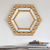 Wood wall mirror, 'Majestic Hex' - Hexagonal Bronze Leaf Wood Wall Mirror from Peru