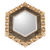 Wood wall mirror, 'Sophisticated Hex' - Hexagonal Bronze and Silver Gilded Wood Wall Mirror thumbail