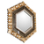 Wood wall mirror, 'Sophisticated Hex' - Hexagonal Bronze and Silver Gilded Wood Wall Mirror