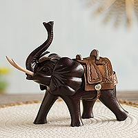 Wood and leather sculpture, Elephant Saddle