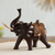 Wood and leather sculpture, 'Elephant Saddle' - Cedar Wood Elephant Sculpture with a Leather Saddle (image 2) thumbail