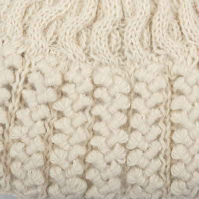 100% alpaca hat, 'Wavy Winter' - Hand-Knit Wave Pattern 100% Alpaca Hat from Peru